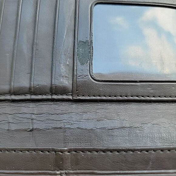 COACH TRI-FOLD Brown SIGNATURE C Monogram FABRIC LEATHER WALLET WITH BUCKLE - Picture 6 of 9